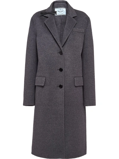 Prada Single-breasted Coat In Grey