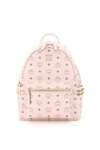 Mcm Stark Visetos Backpack With Side Studs In Pink,grey