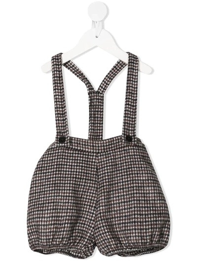 Douuod Babies' Houndstooth Dungarees In Braun