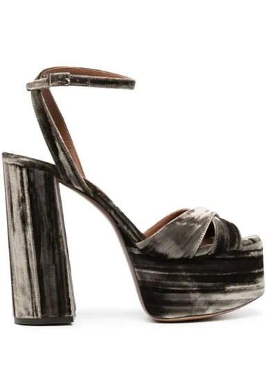 L'autre Chose Velvet Platform Sandals In Brown