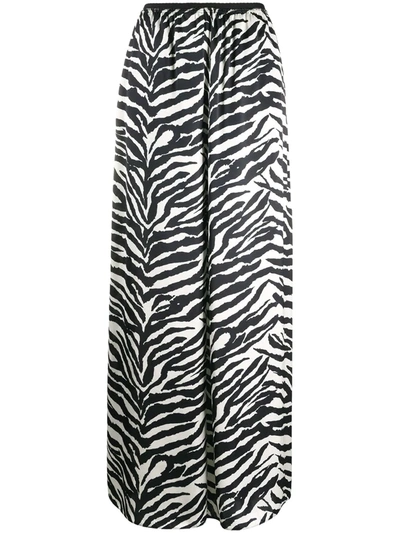 Mm6 Maison Margiela Zebra Print Satin Wide Leg Pants In Black,white