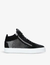 GIUSEPPE ZANOTTI KRISS CRYSTAL-EMBELLISHED SUEDE HIGH-TOP TRAINERS,R00128388
