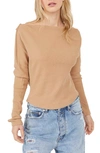 Free People We The Free Fuji Off The Shoulder Thermal Top In Pale Camel