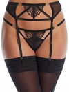 Bluebella Dasha Leaf Crochet Suspender Belt In Black In Black