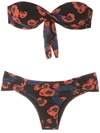 Isolda Queen Borakay Printed Bandeau Bikini Set In Blue