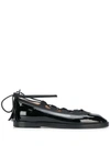 THOM BROWNE GHILLIE PATENT LEATHER BALLERINA SHOES