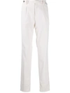 Brunello Cucinelli Pleated Cotton Tapered Trousers In White
