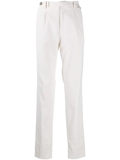Brunello Cucinelli Pleated Cotton Tapered Trousers In Neutrals