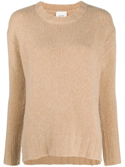 Alysi Split-hem Sweater In Neutrals