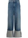 ALYSI TURN-UP HEM WIDE LEG JEANS