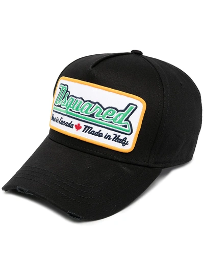 Dsquared2 Logo-patch Baseball Cap In 黑色