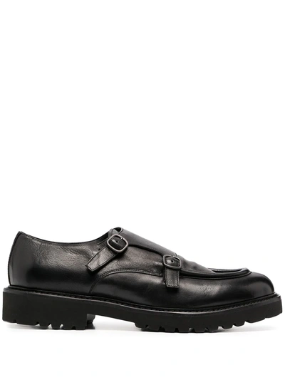 Doucal's Double-buckle Leather Shoes In Black