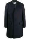 Maison Margiela Cavalry Single-breasted Wool Coat In Blue
