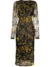 VERSACE JEANS COUTURE PRINTED LONG-SLEEVED MIDI DRESS