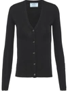 PRADA V-NECK CASHMERE-SILK CARDIGAN