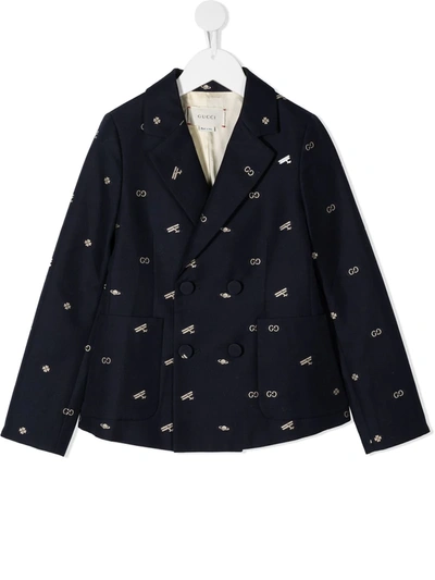 Gucci Kids' Double-breasted Blazer In Blue