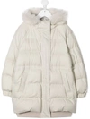 BRUNELLO CUCINELLI PADDED JACKET WITH FAUX FUR TRIM