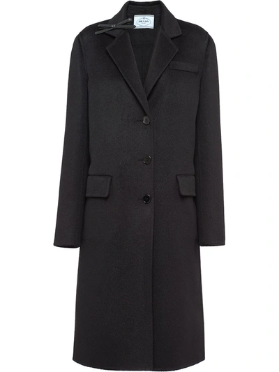 Prada Single-breasted Coat In Black