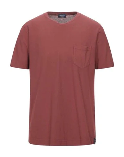 Drumohr Soft Cotton T-shirt In Burgundy In Red