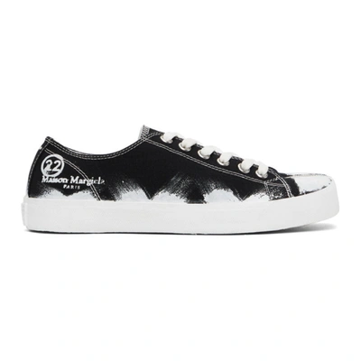 Maison Margiela Low Top Painted Canvas Tabi Sneakers In Black