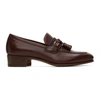 GUCCI BURGUNDY WEB INTERLOCKING G LOAFERS