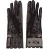 GUCCI BLACK EMBROIDERED TULLE GG GLOVES