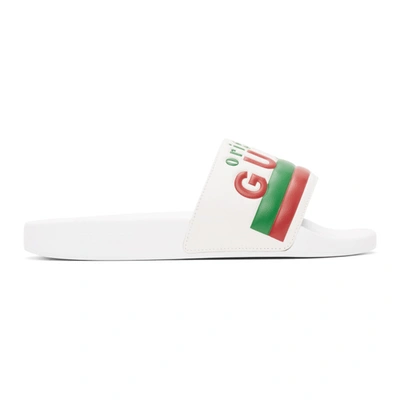 Gucci Kids'  Original  Slide Sandals In White