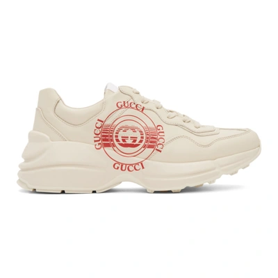 Gucci Beige Disc Print Rython Sneakers In White