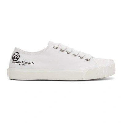 Maison Margiela Off-white Linen Painted Tabi Sneakers