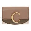 CHLOÉ CHLOE PINK AND TAUPE SMALL CHLOE C TRIFOLD WALLET