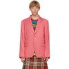 Comme Des Garçons Homme Deux Single-breasted Fitted Blazer In 2 Dkpink
