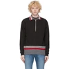 MAISON MARGIELA BLACK KNIT TRIM HALF-ZIP SWEATSHIRT