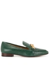 Tory Burch Jessa Chain-embellished Loafers In Green