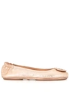 TORY BURCH MINNIE METALLIC TRAVEL BALLERINAS