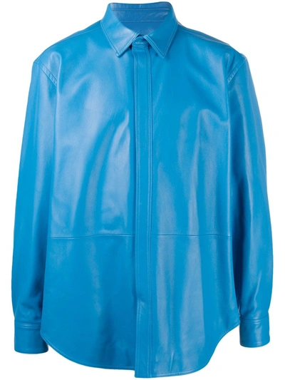 Paul Smith Long-sleeve Leather Shirt In Blue