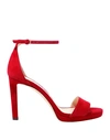 JIMMY CHOO JIMMY CHOO WOMAN SANDALS RED SIZE 10 SOFT LEATHER