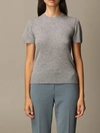 Theory Cashmere Sweater With Short Sleeves In Grey