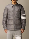 Thom Browne Medium Grey Down Fill 4-bar Shirt Jacket In Charcoal