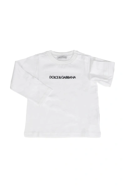 Dolce & Gabbana Babies' Embroidered Logo Longsleeved T-shirt In White
