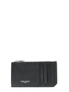 SAINT LAURENT CARD HOLDER WITH ZIP AND LOGO,190706