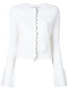 3.1 Phillip Lim Tulip Sleeve Ribbed Cardigan In White