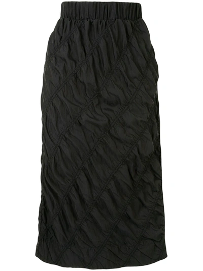 3.1 Phillip Lim / フィリップ リム Asymmetric Hem Shirred Midi Skirt In Black