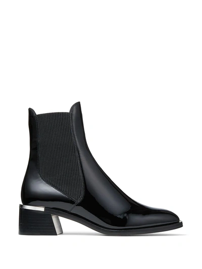Jimmy Choo Rourke 45 Embellished Patent-leather Chelsea Boots In Black