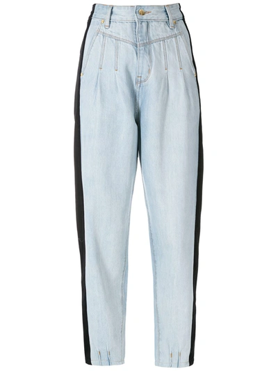 Amapô Two-tone Denim Trousers In Blue