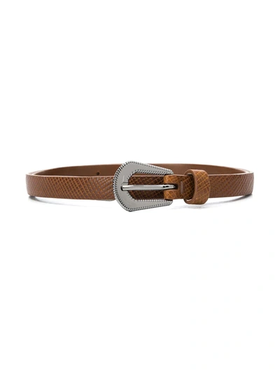 Brunello Cucinelli Kids' Textured Leather Belt In Brown
