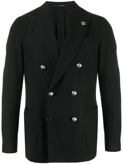 Lardini Double Breasted Blazer Jacket In Black