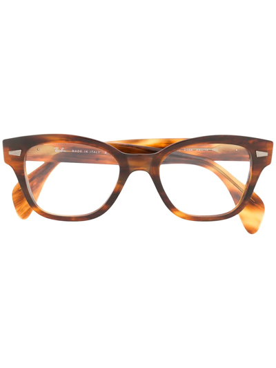 Ray Ban Square Frame Tortoise-shell Glasses In Brown
