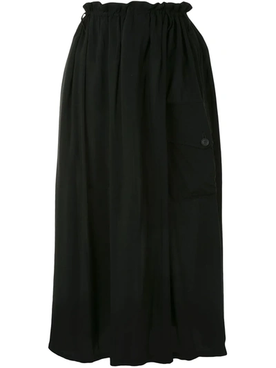 Yohji Yamamoto Asymmetric Gathered Skirt In Black
