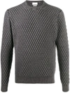 Ballantyne Diamond Lattice Knit Jumper In Grey