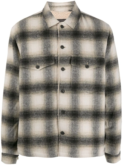 Allsaints Lewes Slim Fit Check Fleece Lined Shirt Jacket In Ecru